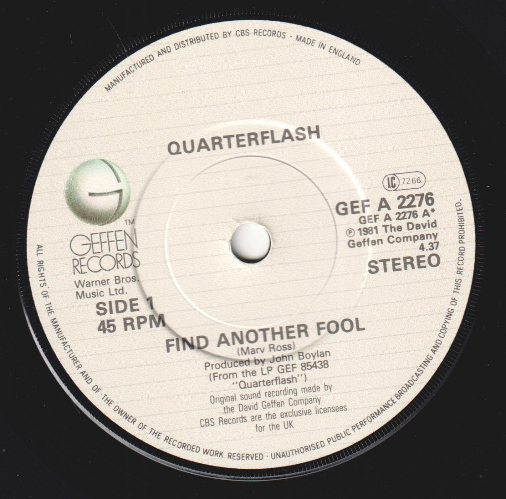 Quarterflash - Find Another Fool - 7 Inch