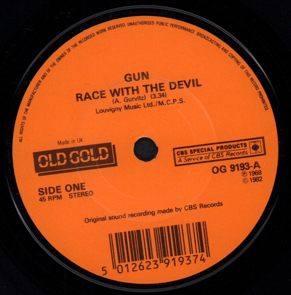 Gun/Ram Jam - Race With The Devil/Black Betty - 7 Inch