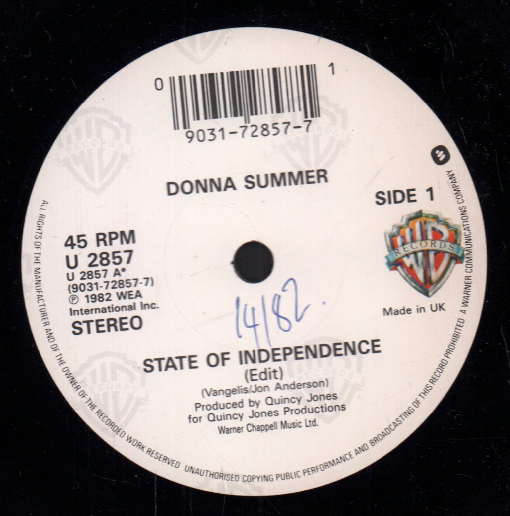 Donna Summer - State Of Independence - 7 Inch