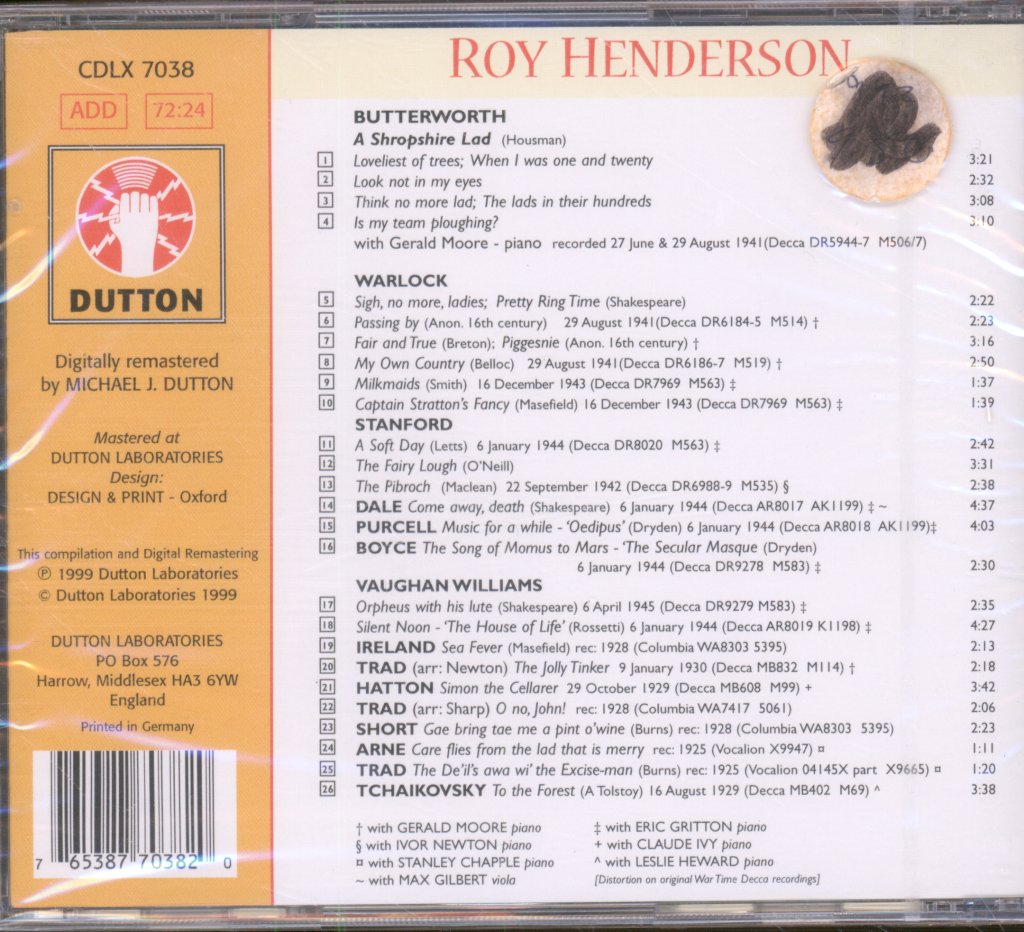 Roy Henderson - Centenary Recital - Cd