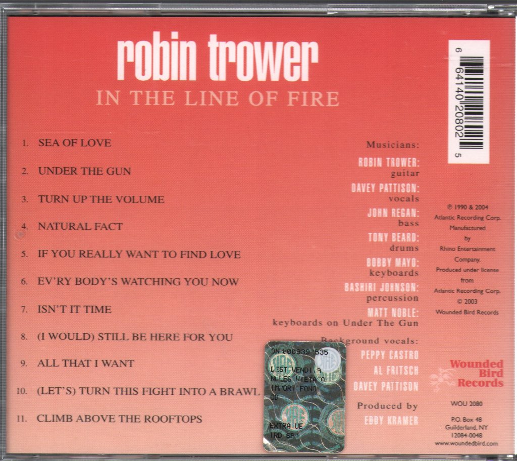 Robin Trower - In The Line Of Fire - Cd