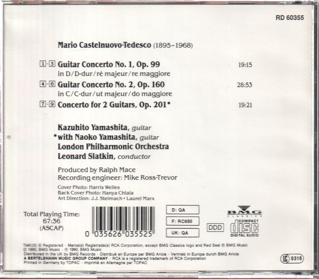 Kazuhito Yamashita, Naoko Yamashita, London Philharmonic Orchestra - Castelnuovo-Tedesco - Guitar Concertos Nos. 1 & 2; Concerto For 2 Guitars - Cd