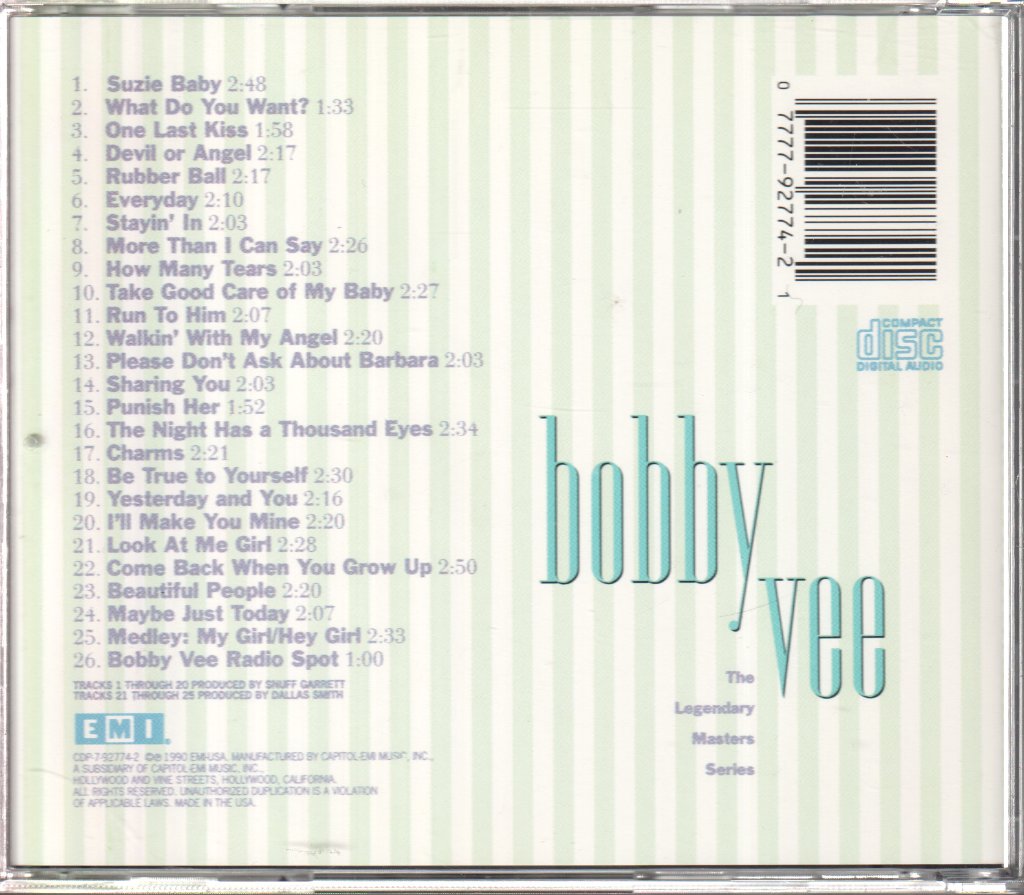 Bobby Vee - Legendary Masters Series - Cd