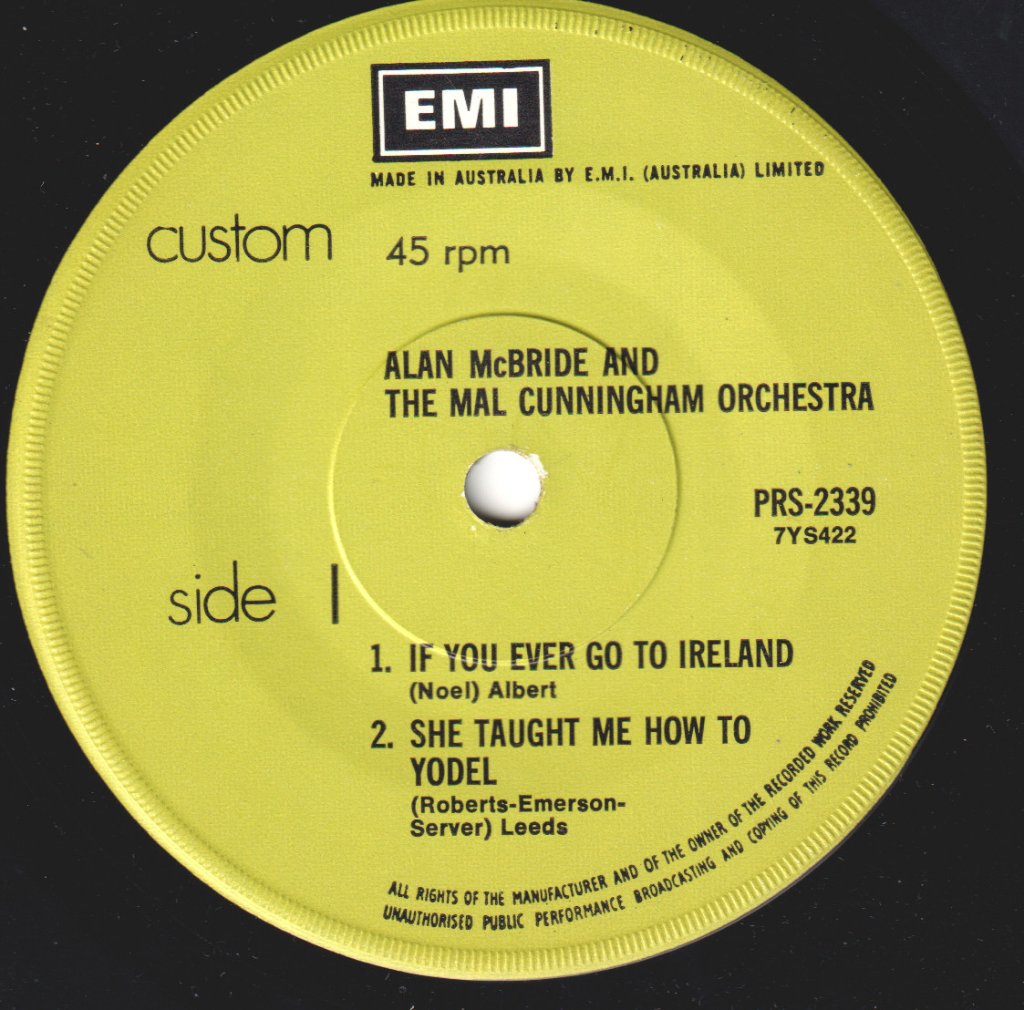 Alan McBride, The Mal Cunningham Orchestra - Down Under - 7 Inch