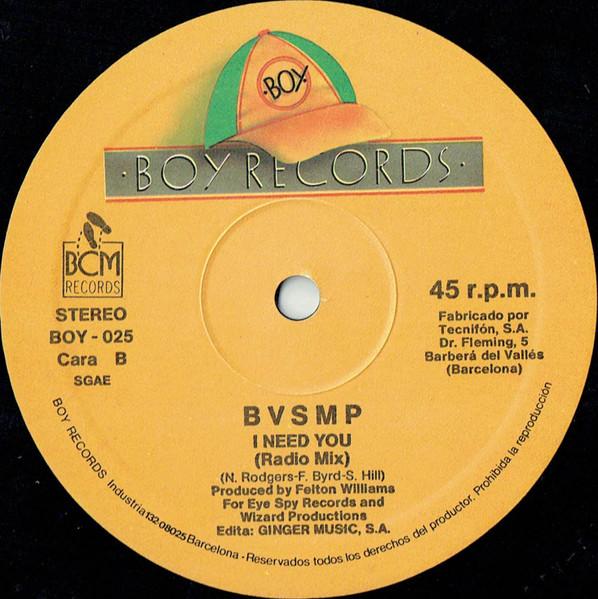 B.V.S.M.P. - I Need You - 12 Inch