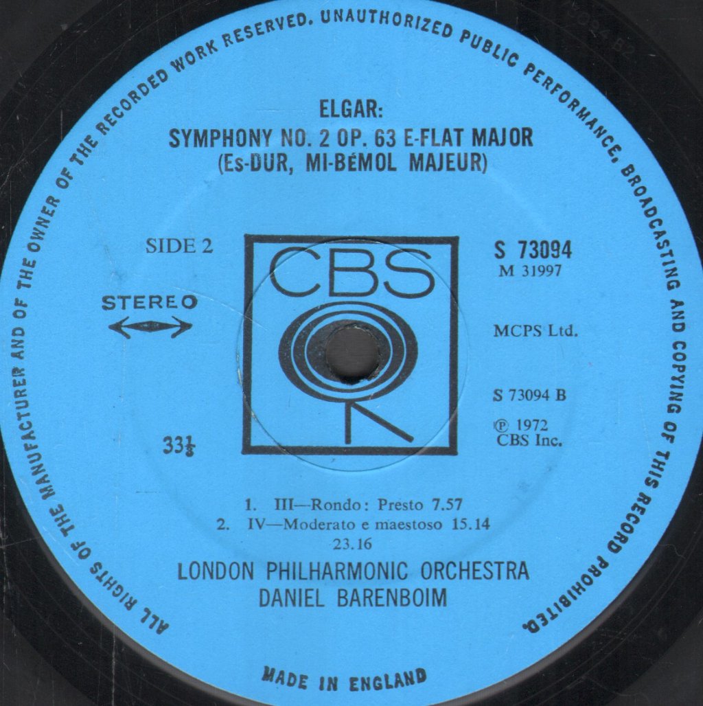 Daniel Barenboim / London Phailharmonic Orchestra - Barenboim Conducts Elgar - Symphony No. 2 - Lp