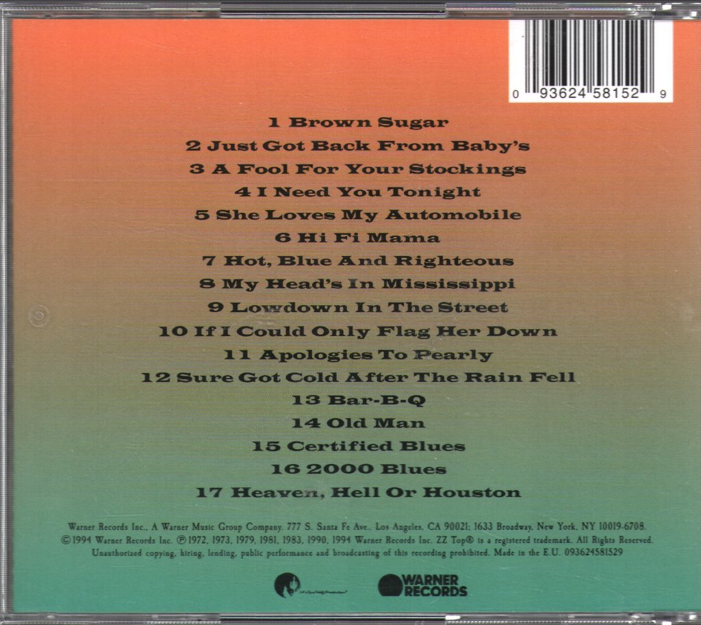 ZZ Top - One Foot In The Blues - Cd