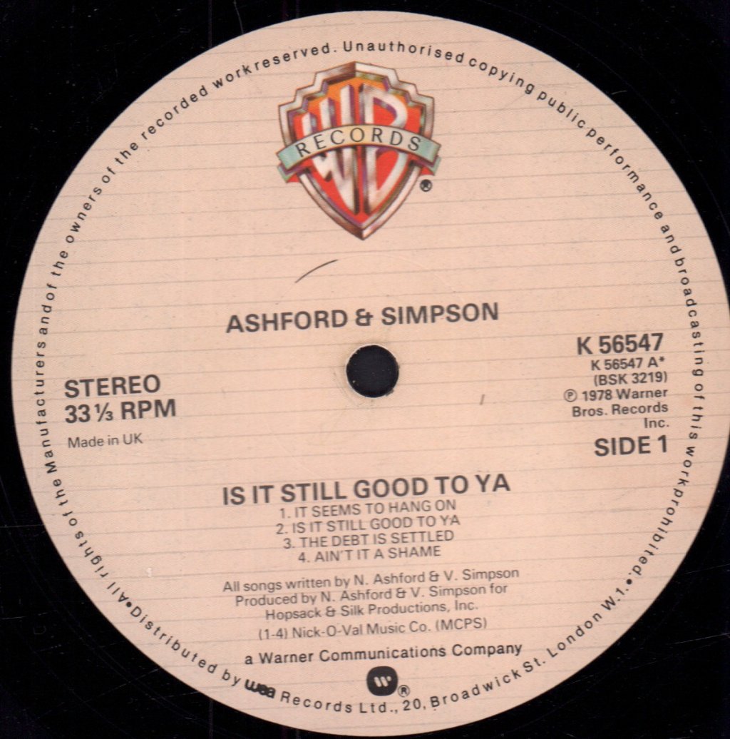 Ashford And Simpson - Is It Still Good To Ya - Lp