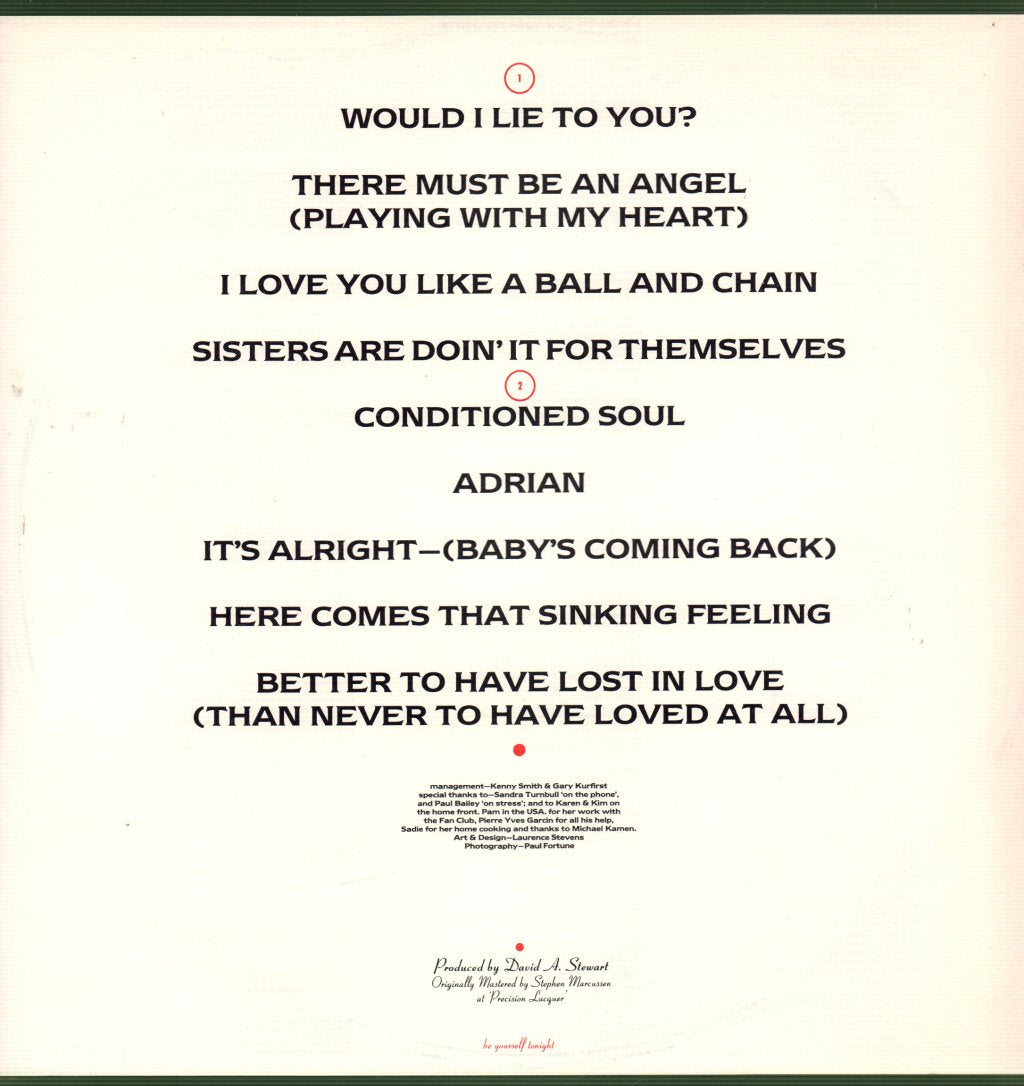 Eurythmics - Be Yourself Tonight - Lp