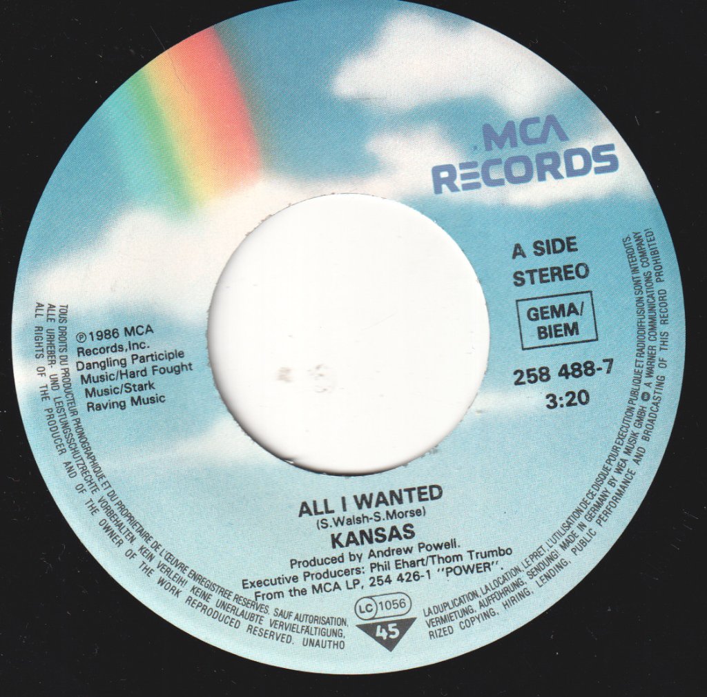 Kansas (2) - All I Wanted - 7 Inch