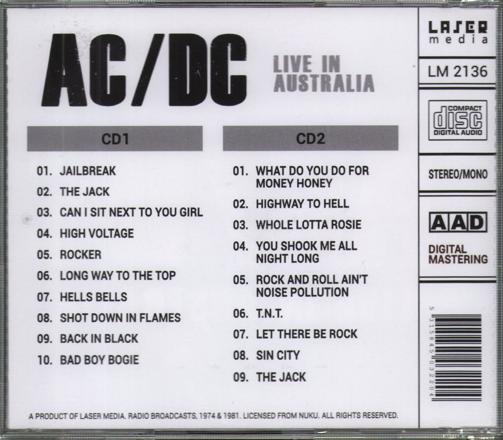 AC/DC - Live In Australia (Legendary Radio Broadcasts) - Double Cd