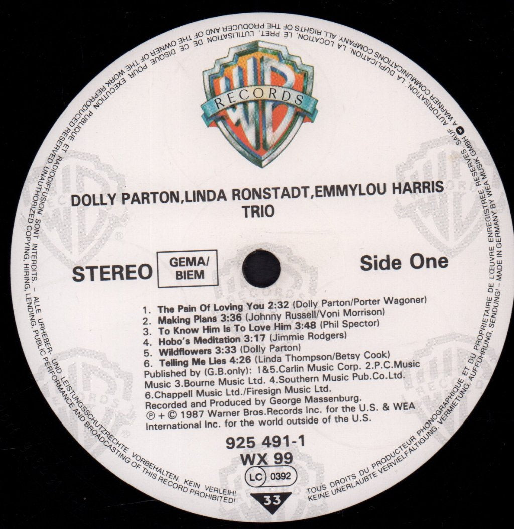 Dolly Parton Linda Rondstadt Emmylou Harris - Trio - Lp
