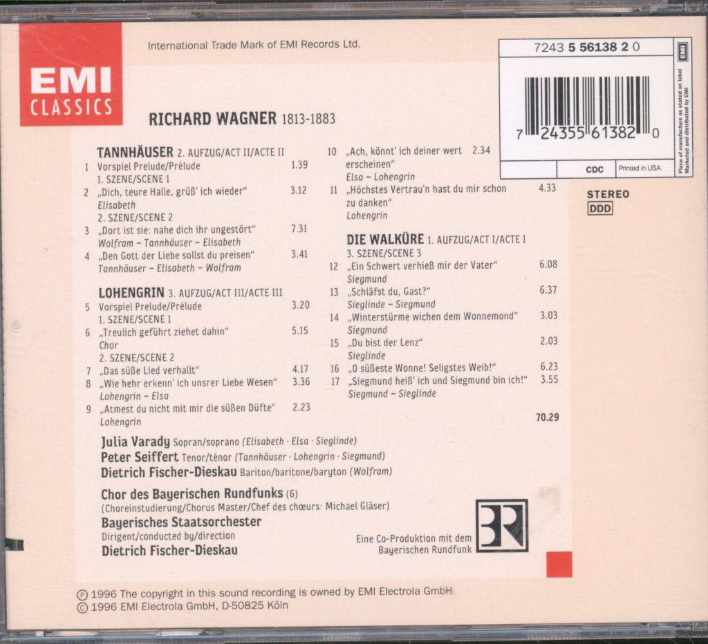 Julia Várady, Peter Seiffert, Dietrich Fischer-Dieskau - Wagner: Szenen Aus Tannhauser / Lohengrin / Die Walkure - Cd