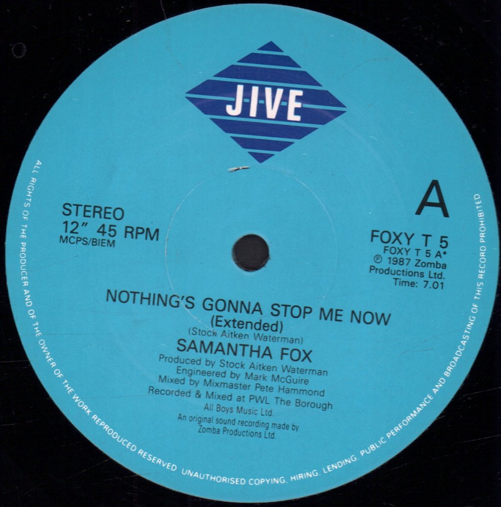 Samantha Fox - Nothing's Gonna Stop Me Now - 12 Inch