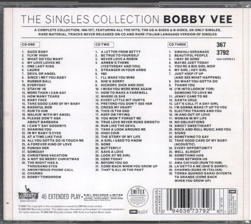 Bobby Vee - Singles Collection - Cd Set