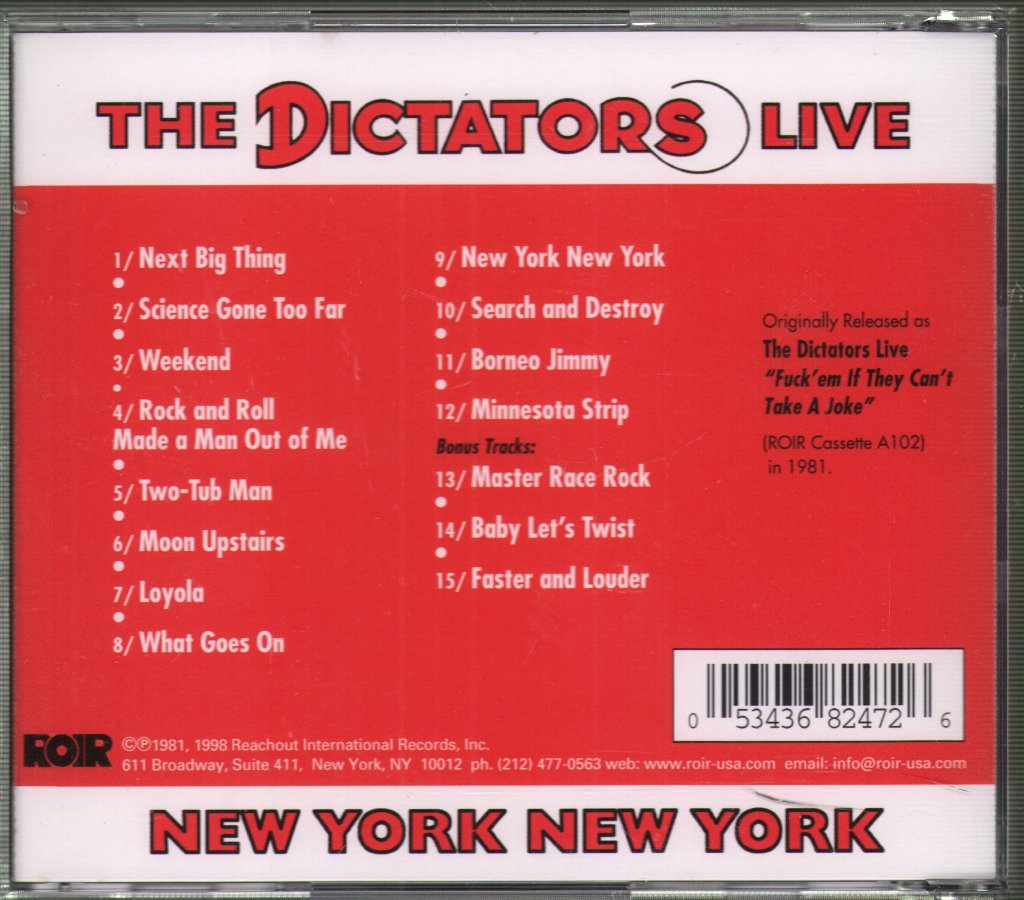 Dictators - Dictators Live: New York New York - Cd