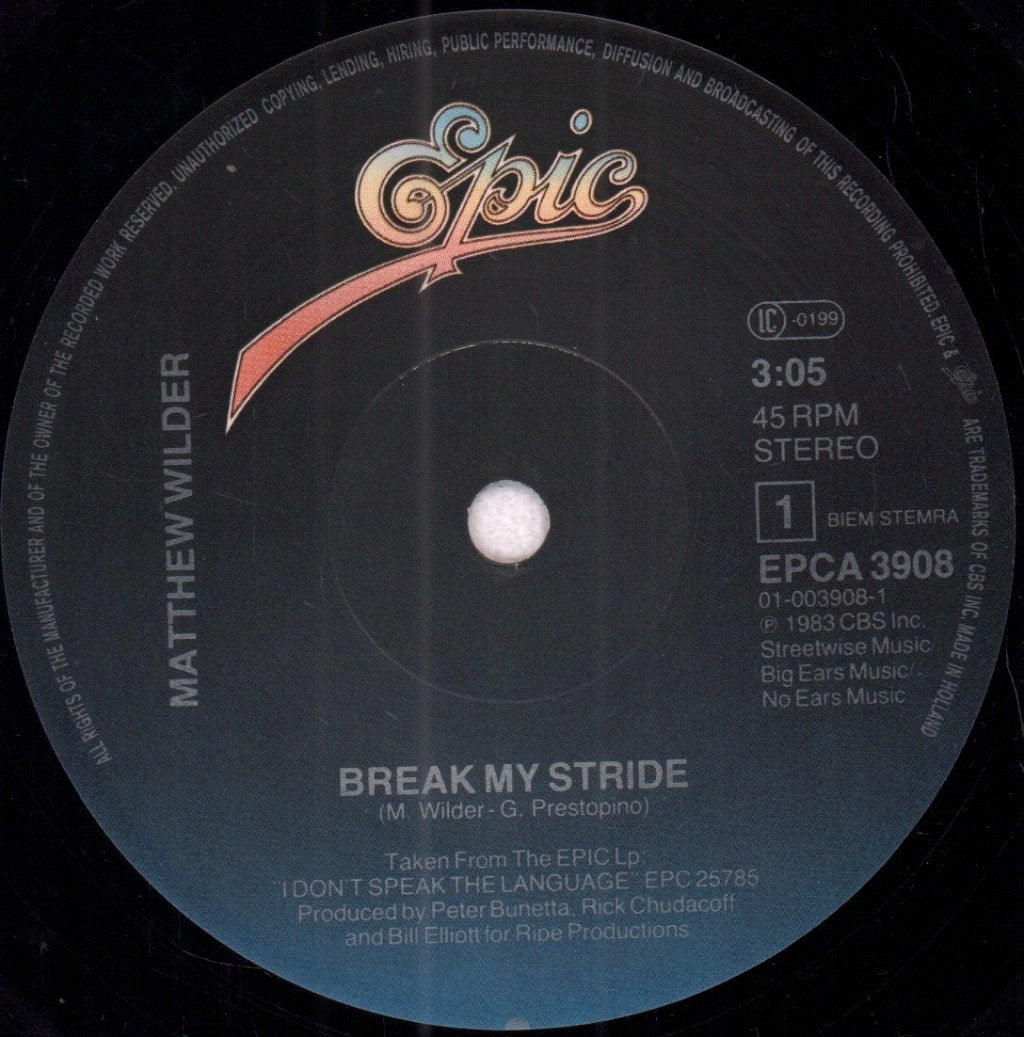 Matthew Wilder - Break My Stride - 7 Inch