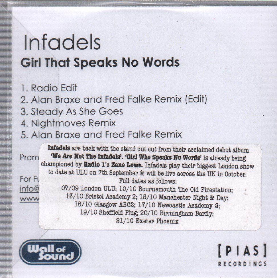 Infadels - Girl That Speaks No Words - Cd