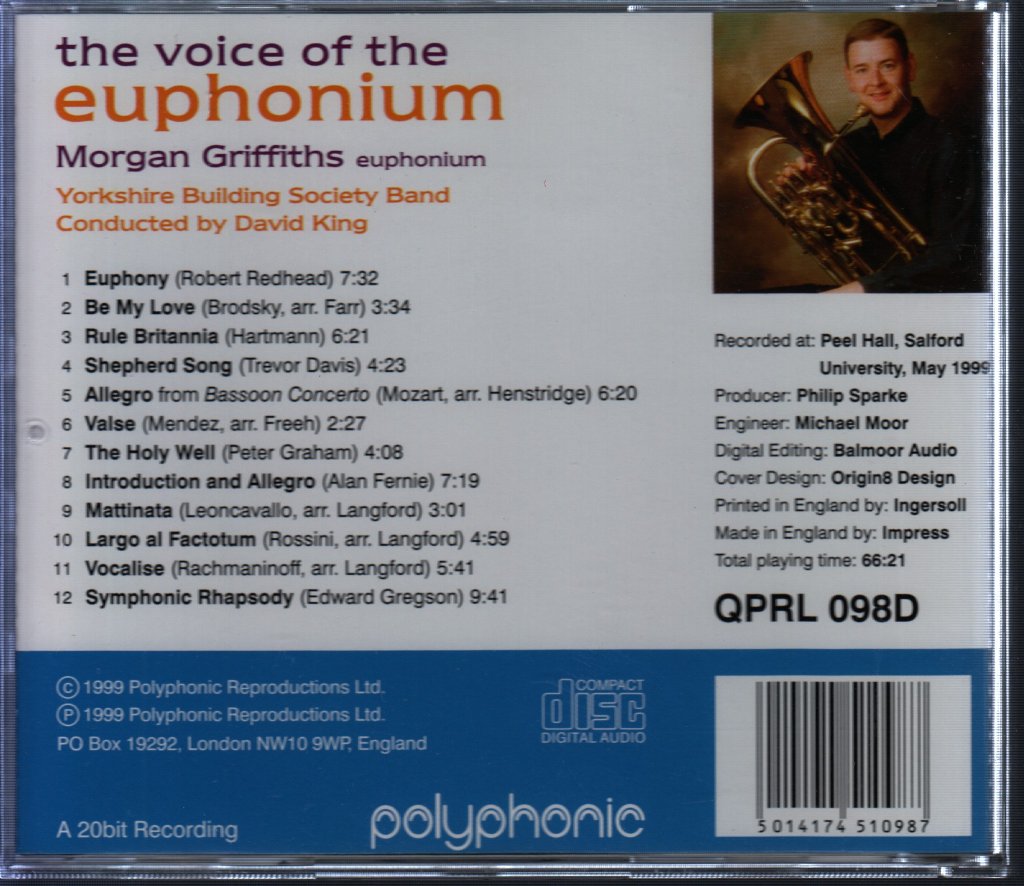 Morgan Griffiths & Yorkshire Building Society Band - Voice Of The Euphonium - Cd