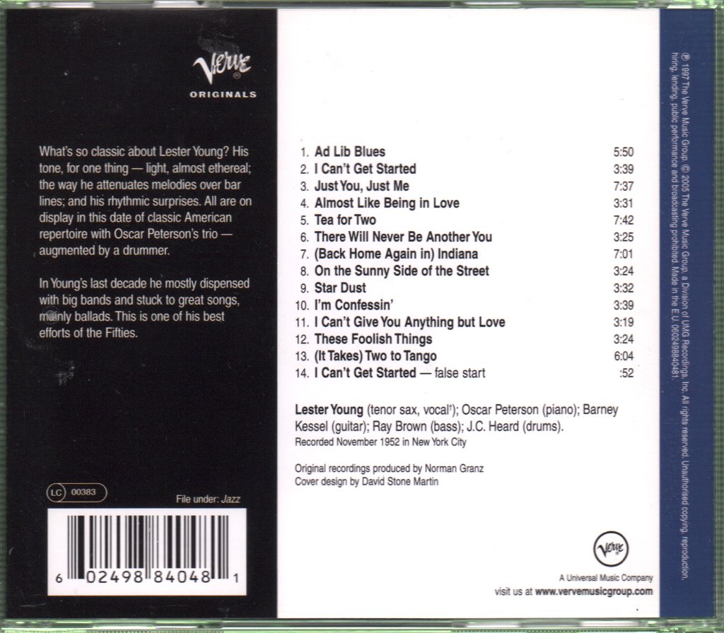 Lester Young / Oscar Peterson Trio - Lester Young With The Oscar Peterson Trio - Cd
