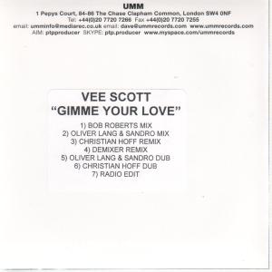 Vee Scott - Gimme Your Love - Cdr