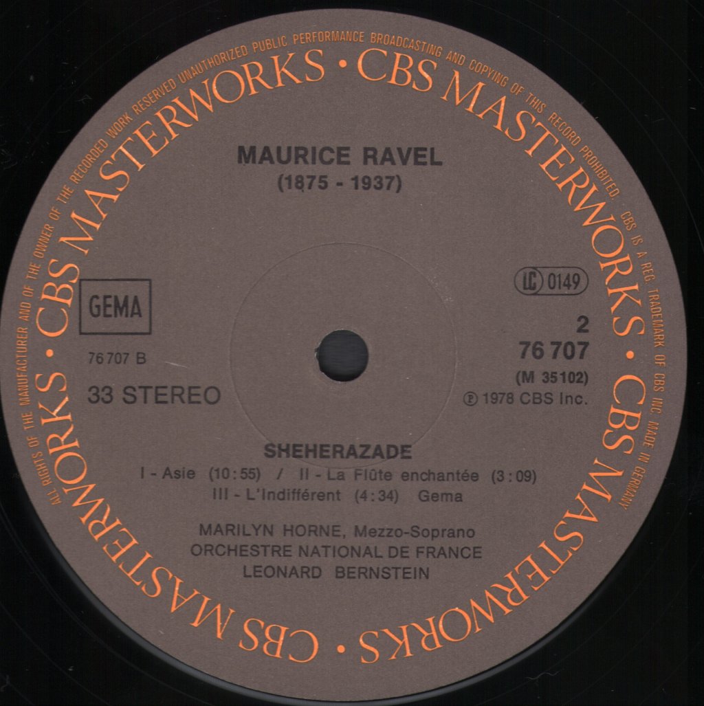 Marilyn Horne / Leonard Bernstein / Orchestre National De France - Ravel - Sheherazade / Falla - El Amor Brujo / Fanfare - Lp