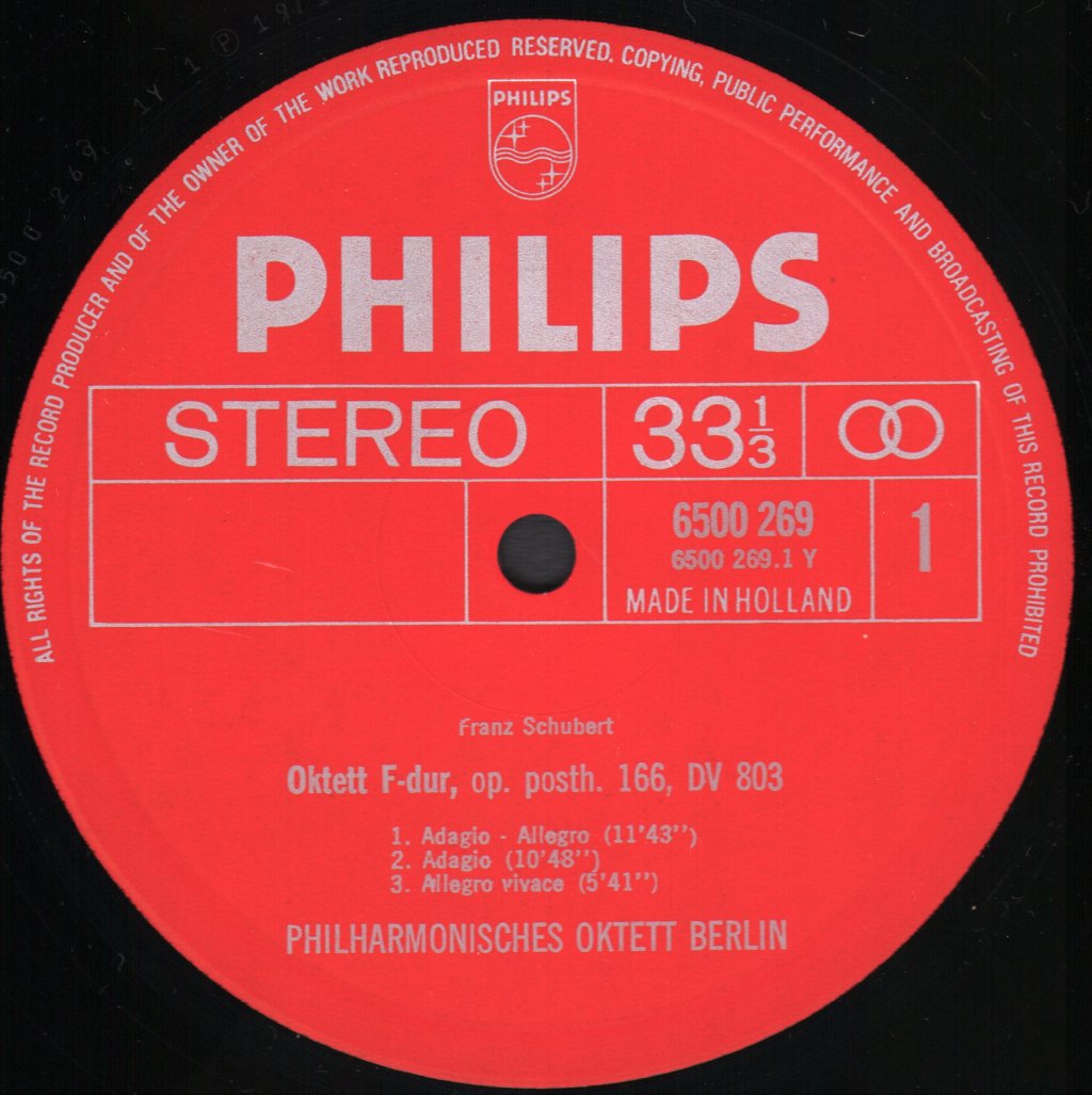 Berlin Philharmonic Octet - Franz Schubert - Octet in F, Op. Posth. 166, D.803 - Lp
