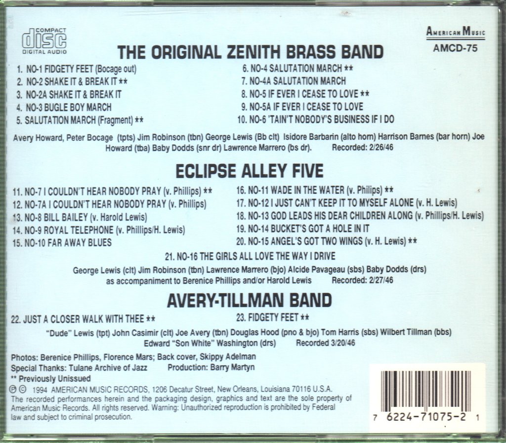 Original Zenith Brass Band - New Orleans 1946 - Cd