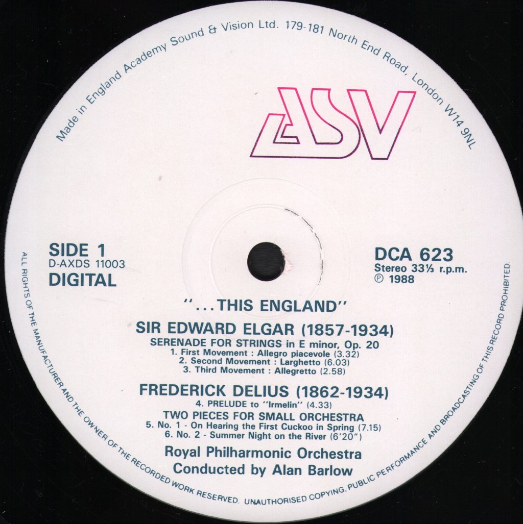 Royal Philharmonic Orchestra / Alan Barlow - This England - Lp