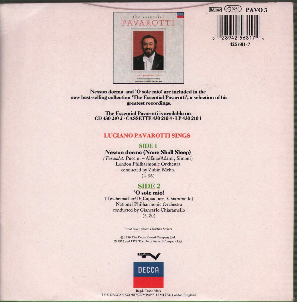 Pavarotti - Nessun Dorma - 7 Inch