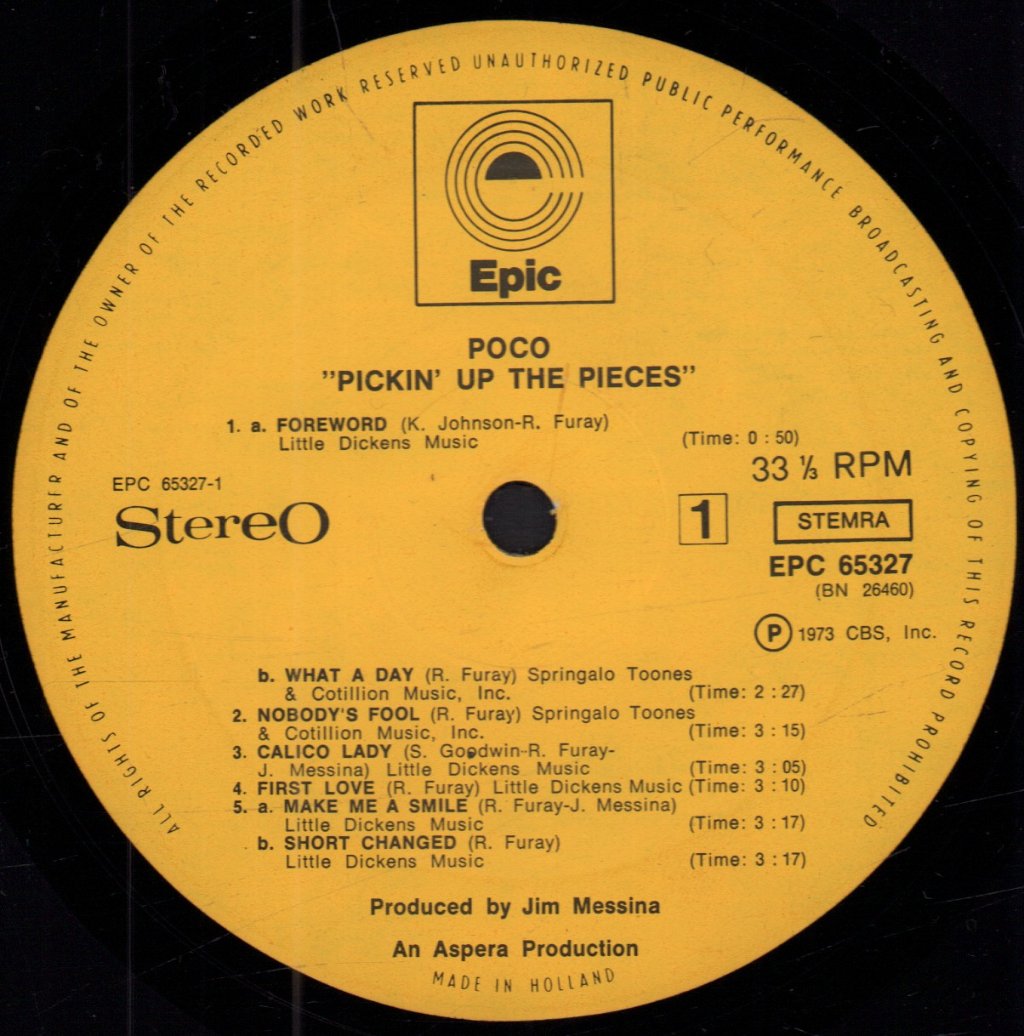 Poco - Pickin' Up The Pieces - Lp