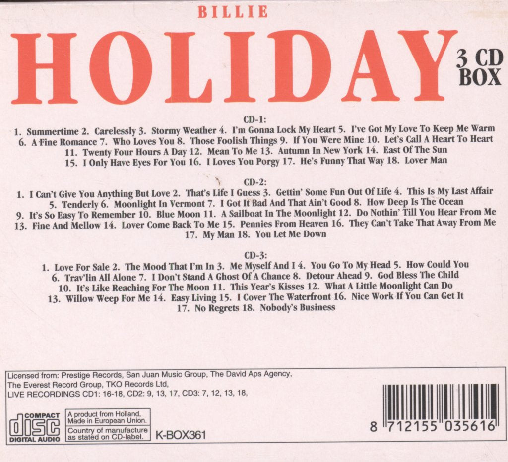 Billie Holiday - 3 CD Box - Cd Set