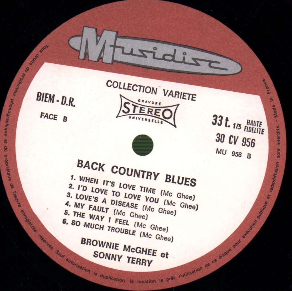 Brownie Mcghee And Sonny Terry - Back Country Blues - Lp
