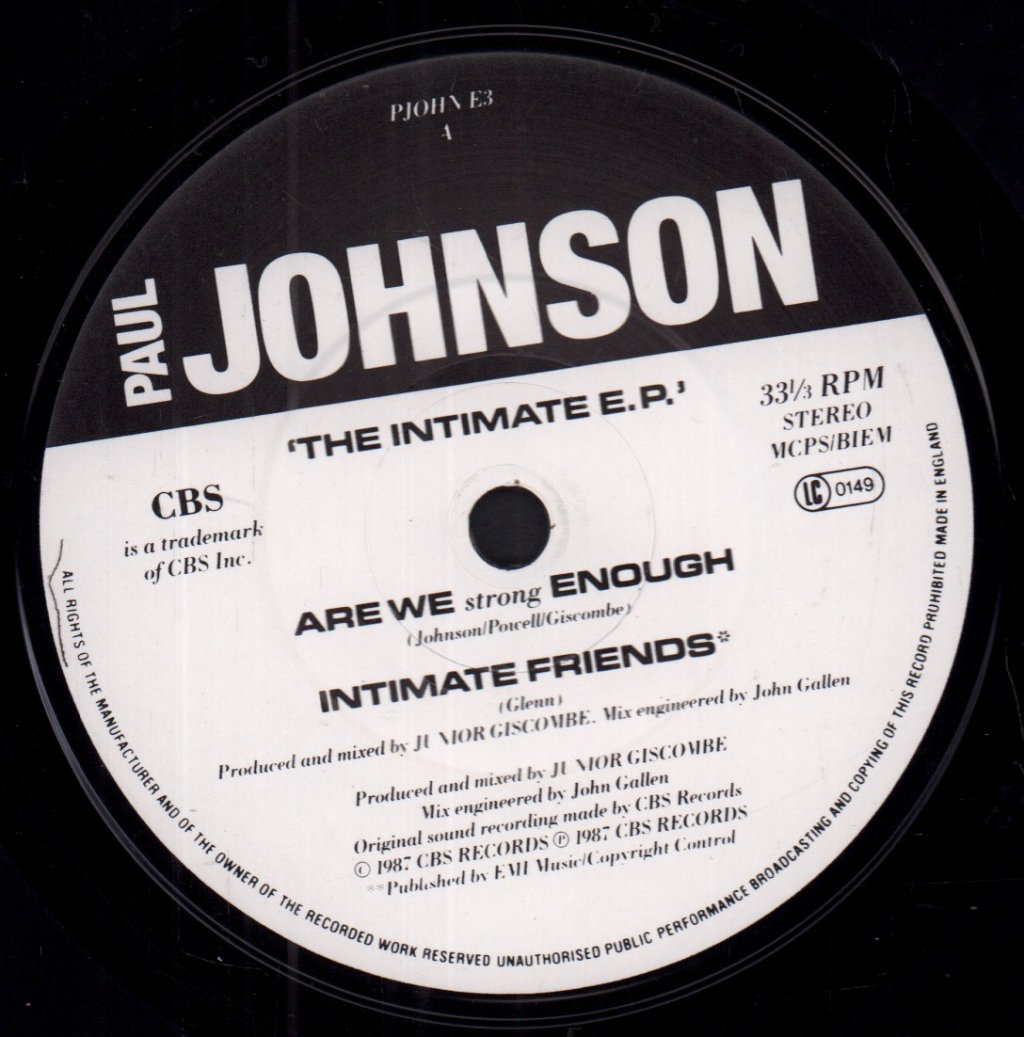 Paul Johnson - Intimate E.P. - 7 Inch