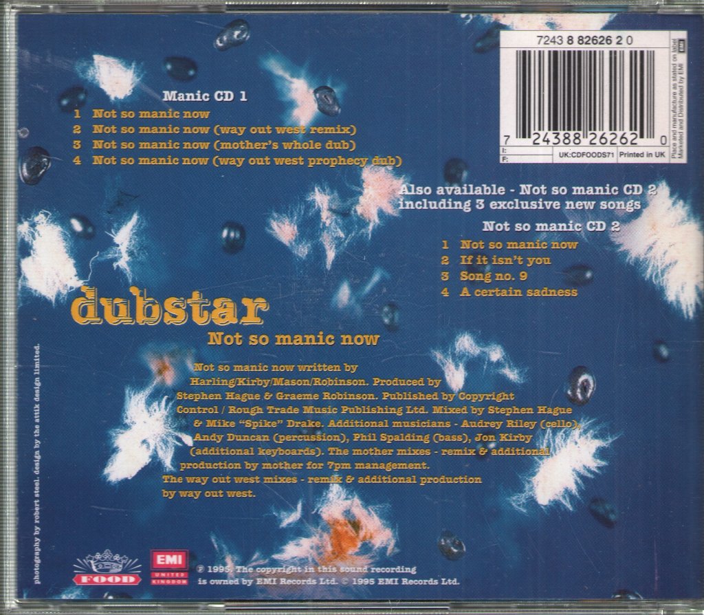 Dubstar - Not So Manic Now - Cd