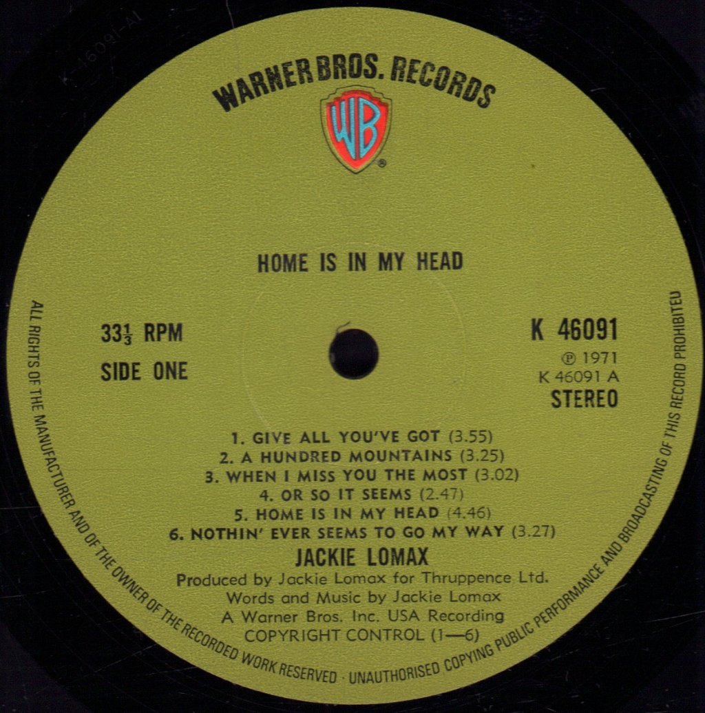 Jackie Lomax - Home Is In My Head - Lp