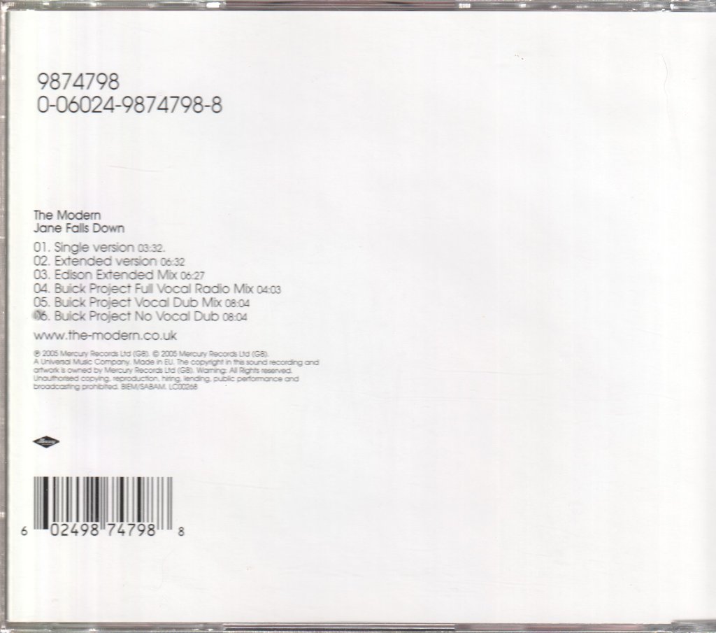 Modern - Jane Falls Down - Cd