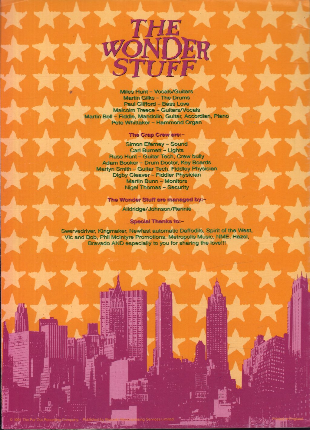 Wonder Stuff - Sharing The Love Summer 1991 - Tour Programme