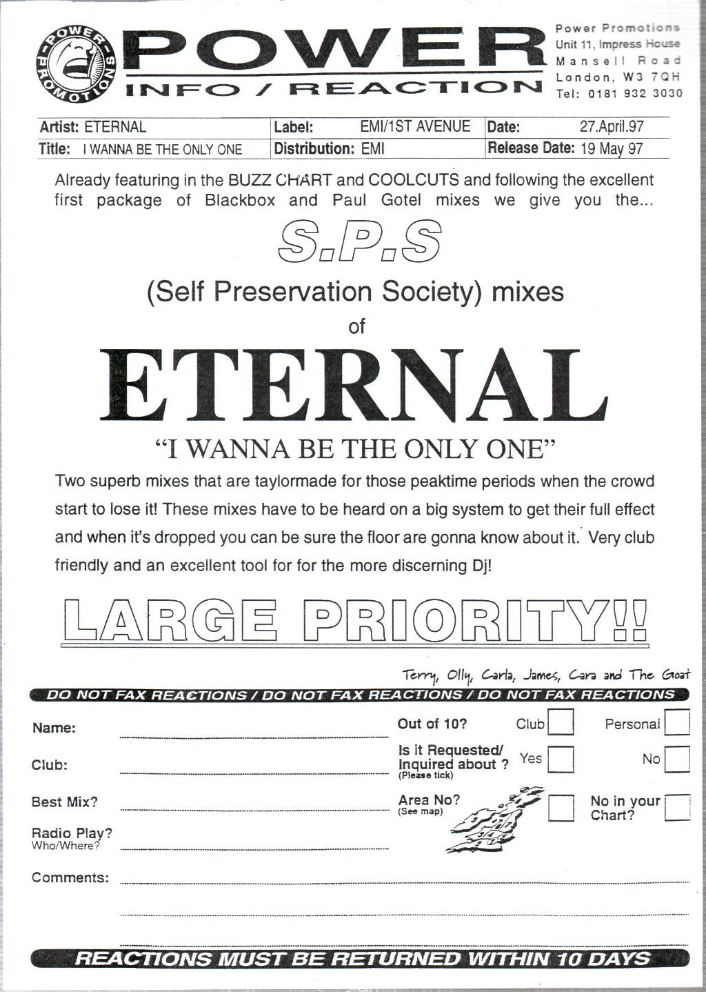 Eternal (Female Group) - I Wanna Be The Only One - 12 Inch