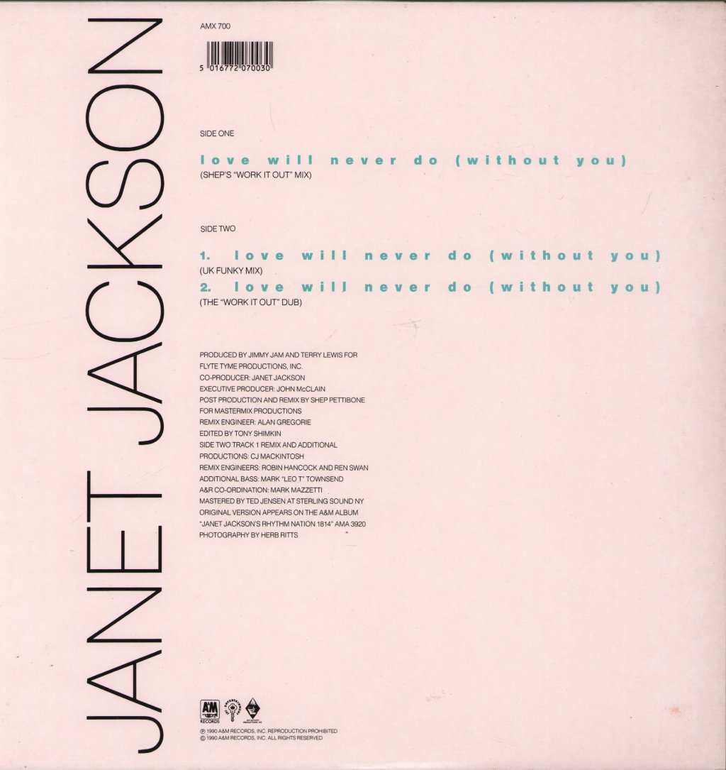Janet Jackson - Love Will Never Do Without You - 12 Inch
