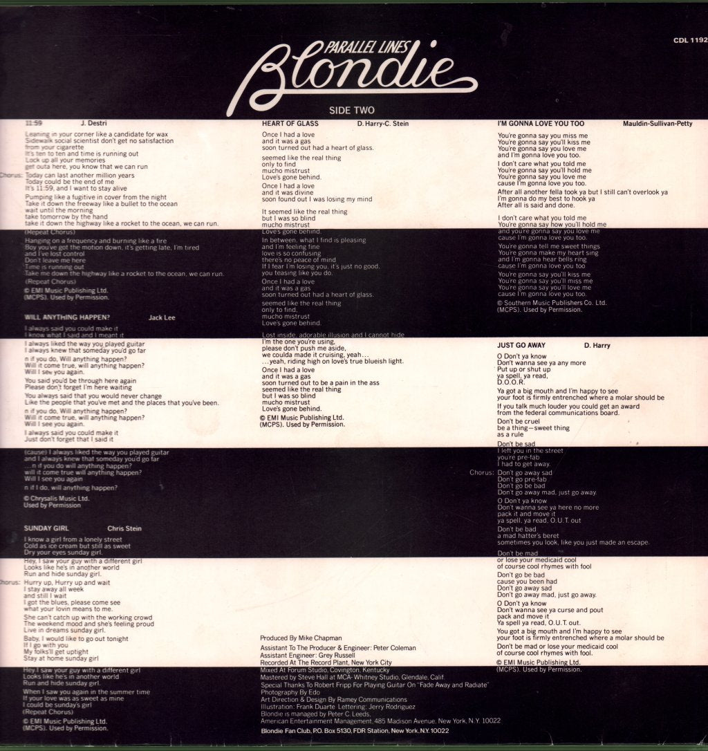 Blondie - Parallel Lines - Lp