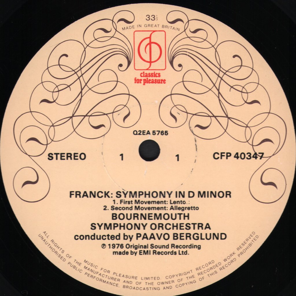 Sylvia Kersenbaum / Bournemouth Symphony Orchestra - Franck - Symphony In D Minor / Symphonic Variations - Lp