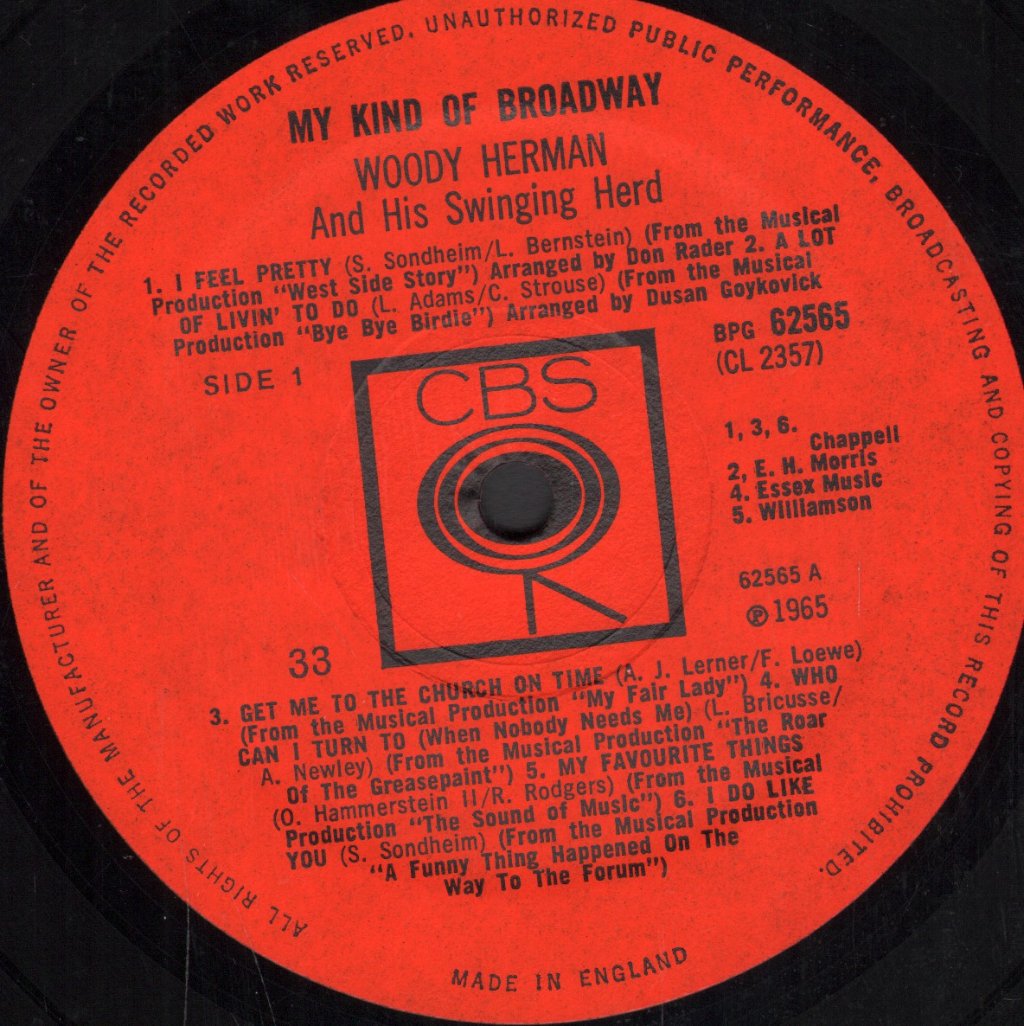 Woody Herman - My Kind Of Broadway - Lp