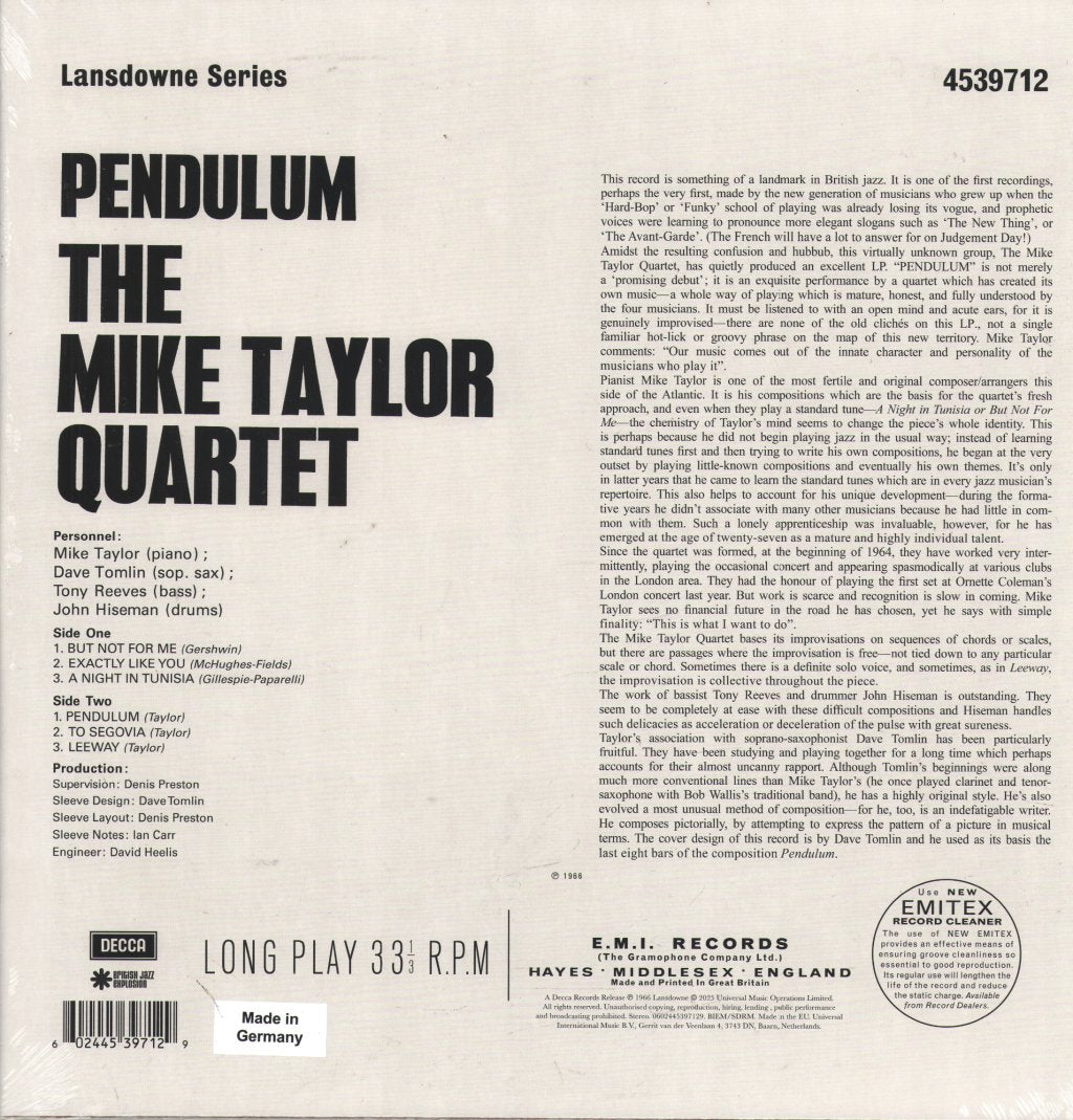 Mike Taylor Quartet - Pendulum - Lp