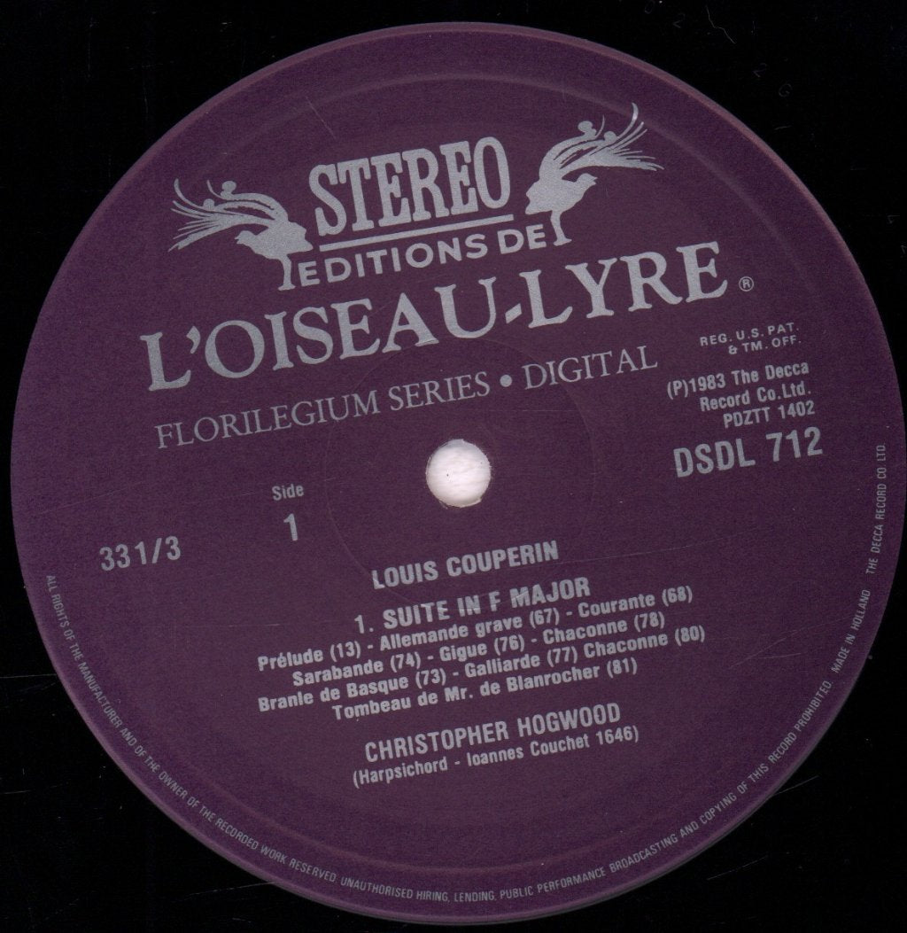 Christopher Hogwood - Louis Couperin Suites For Harpsichord - Lp