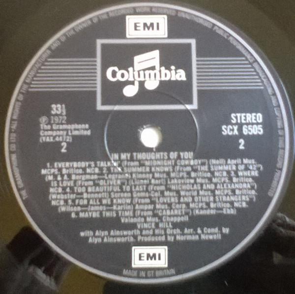 vince hill with alyn ainsworth and his orchestra - In My Thoughts Of You - Lp
