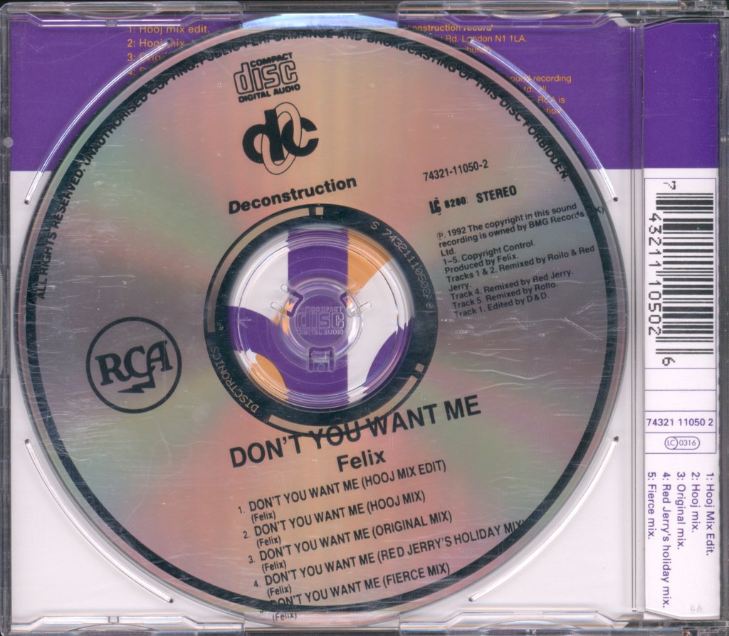 Felix - Don't You Want Me (Original Mixes And Remixes) - Cd
