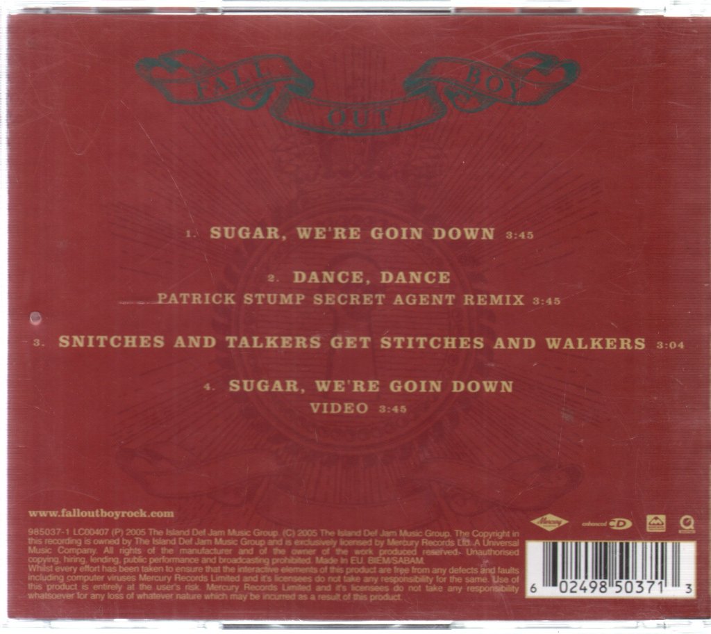 Fall Out Boy - Sugar, We're Goin Down - Cd