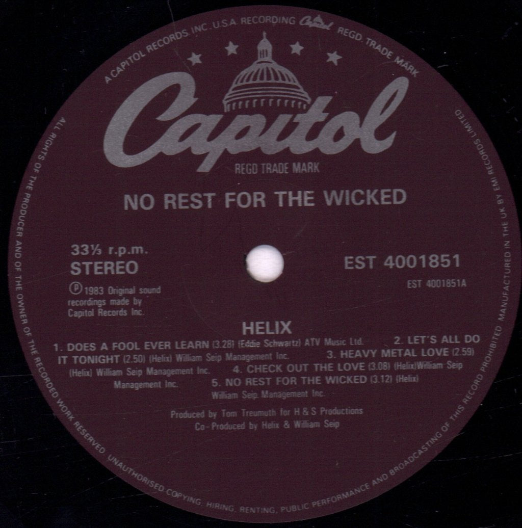 Helix - No Rest For The Wicked - Lp