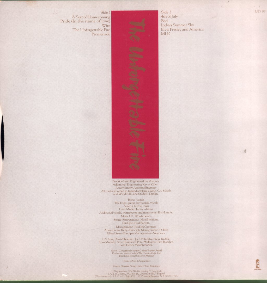 U2 - Unforgettable Fire - Lp